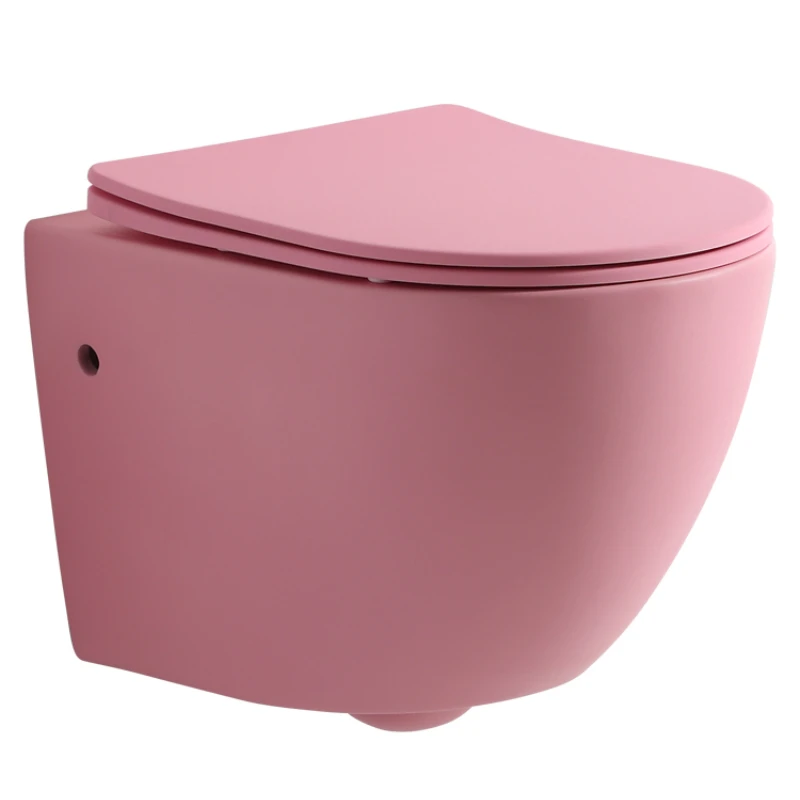 

Matte Wall-Mounted Toilet Creative Color Black Pink Red Yellow Blue and Green Gray Household Wall-Mounted Concealed Toilet