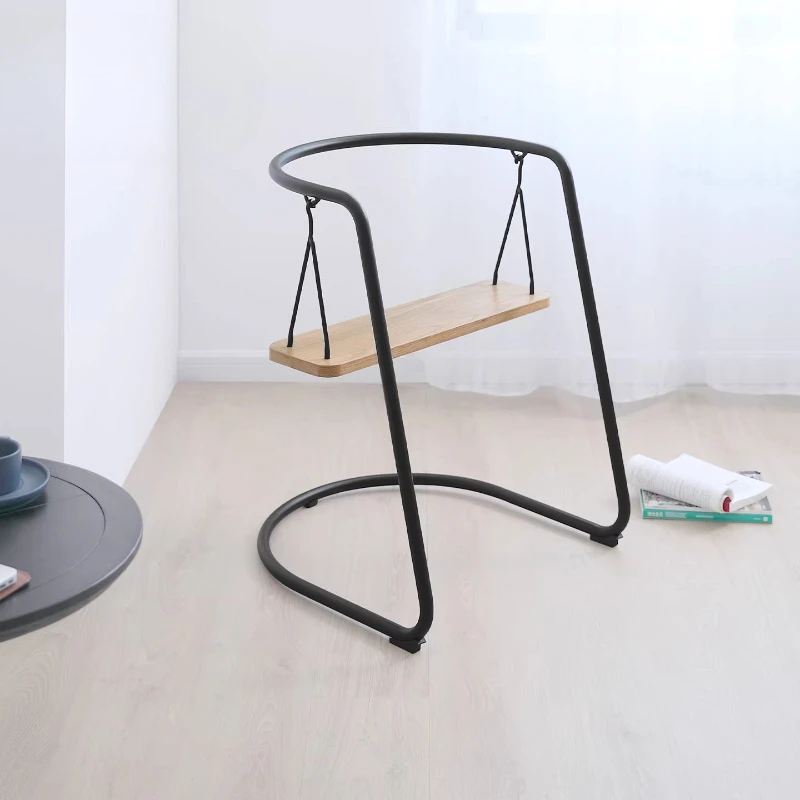 Nordic retro wrought iron oak small swing chair