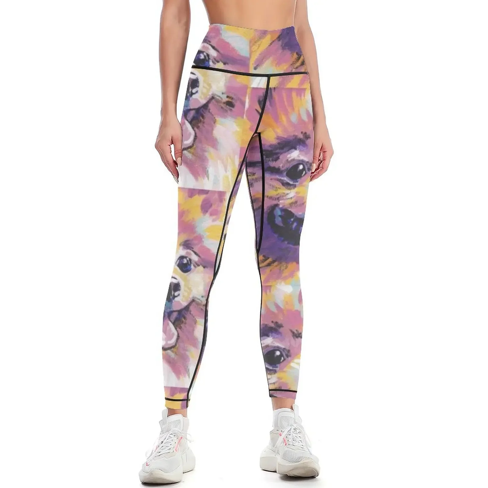 

Pomeranian Dog Bright colorful pop dog art Leggings for fitness gym's clothing Legging sport sports for gym Womens Leggings