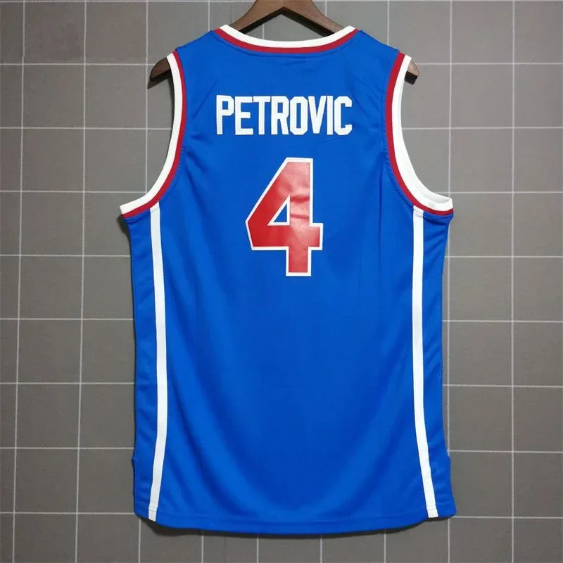 JUGOSLAVIJA 4 Drazen Petrovic High Quality Sewing Embroidery Outdoor Sports Jersey Blue Croatia 2024 New