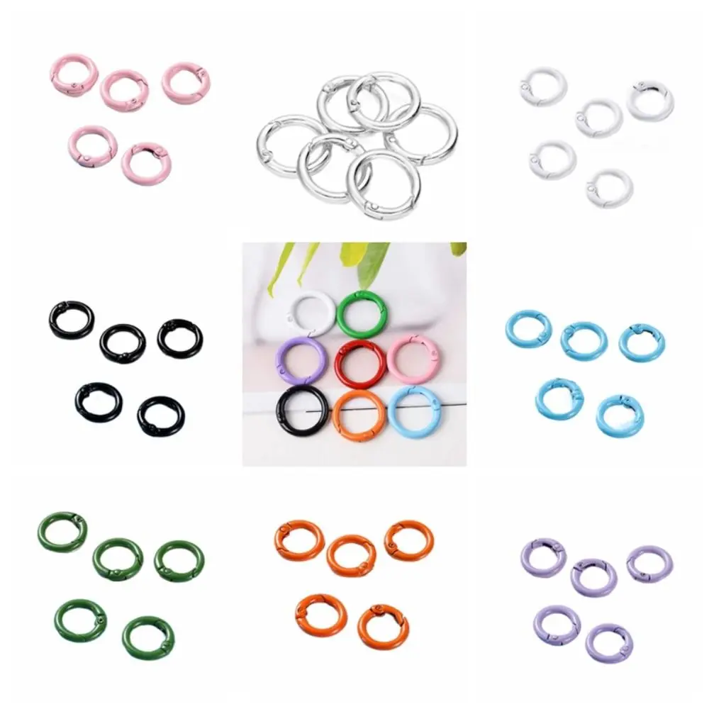 5 Pcs DIY 25mm O Ring Keychain Clips Colorful Metal Openable Round Carabiner Durable Spring Clasp Jewelry