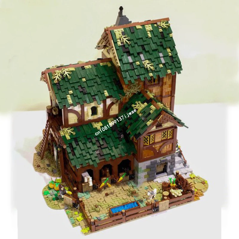 2024 New Moc European Medieval Street View Barn Building Blocks Model Retro Diy Creative Ideas Kids Toys Birthday Christmas Gift