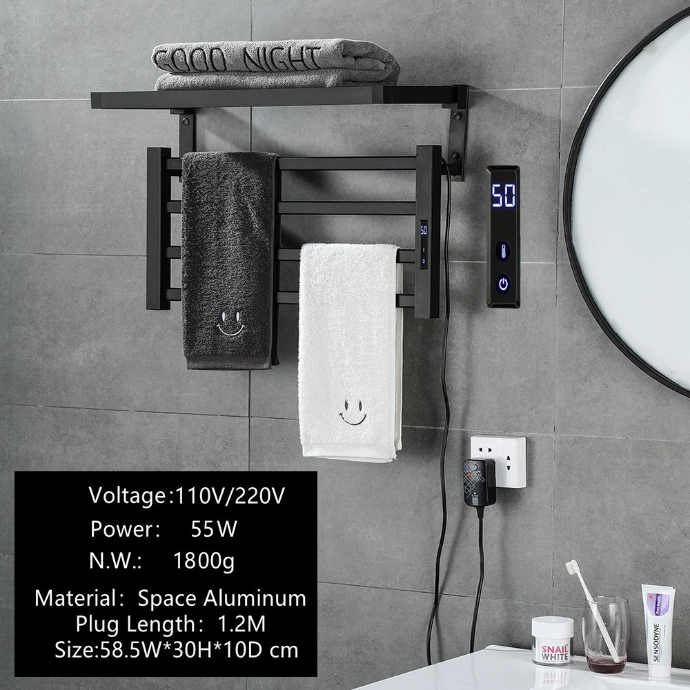 

Electric Towel Warmer Bathroom Accessories Electric Towel Rack Temperature &Time control Smart Home Heated Towel Rail