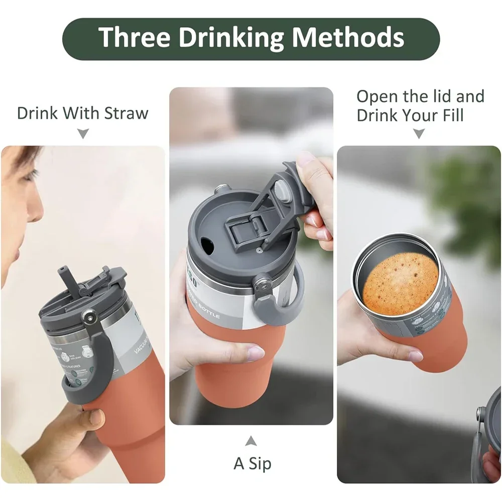 Tyeso Thermos Bottle for Hot Coffee Cup Thermal Mug Tumbler With Straw Stainless Steel Insulated Vacuum Flasks Travle Drinkware