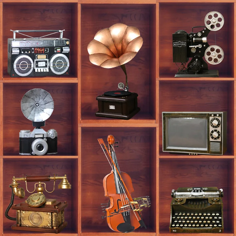 

Retro model old phonograph radio projector telephone desktop decoration ornament shooting prop idea