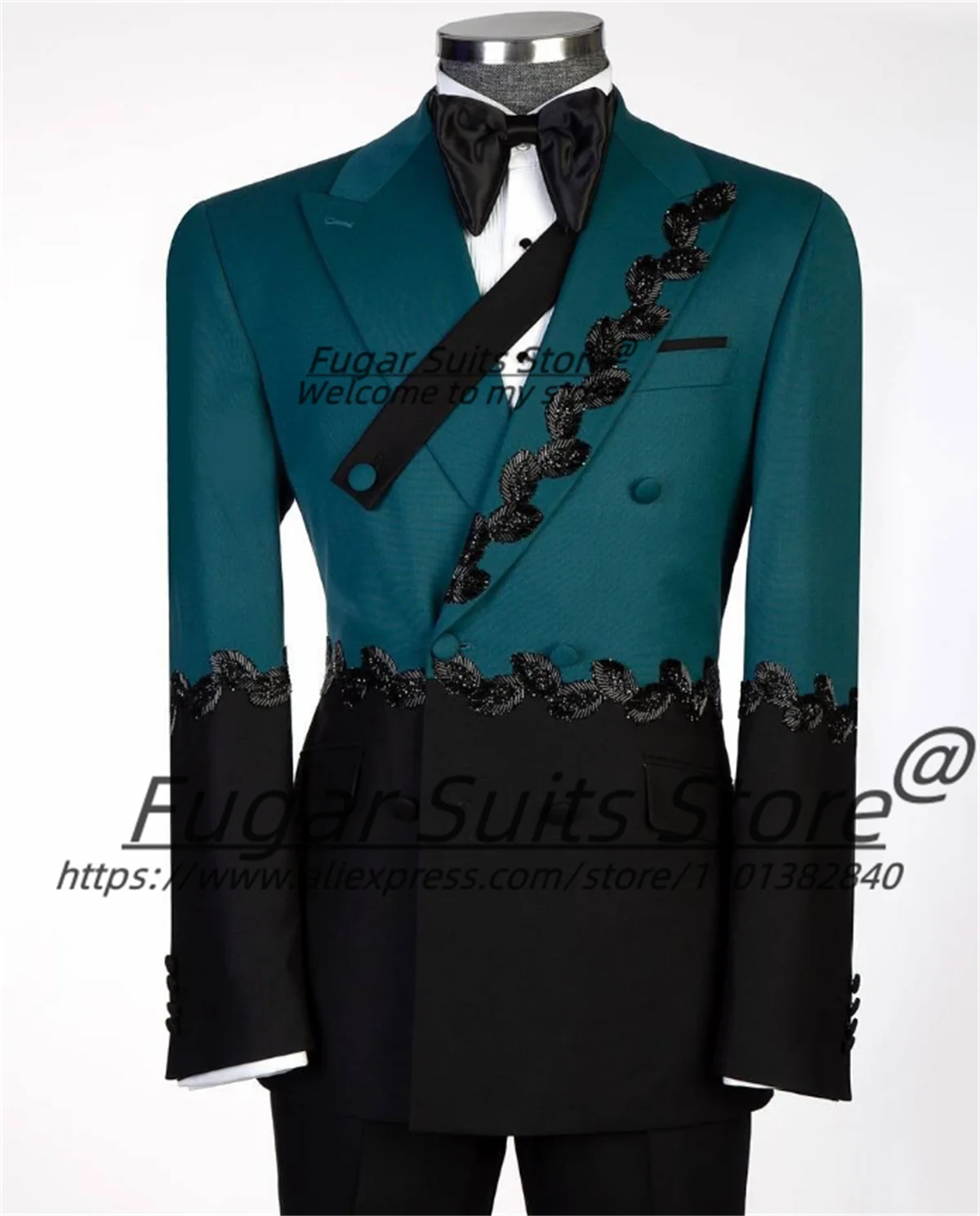 Luxuly two-tone color Fashion Men Suits Customized Slim Fit Peak Lapel Groom Wedding Tuxedos 2 Pieces Sets trajes para hombre