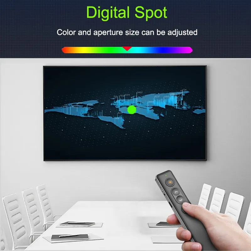 Laser PPT Presenter Green Red Light PPT Clicker Spotlight Magnifier Wireless Air Mouse Page Turning Pen Remote Control