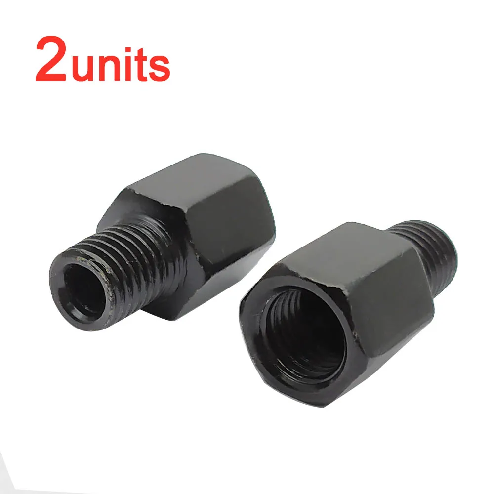 Pair Black Motorcycle Mirror Adapters M10 10MM M8 8MM Rearview Mirrors Conversion Bolt Clockwise Anti-clock Right Left Thread