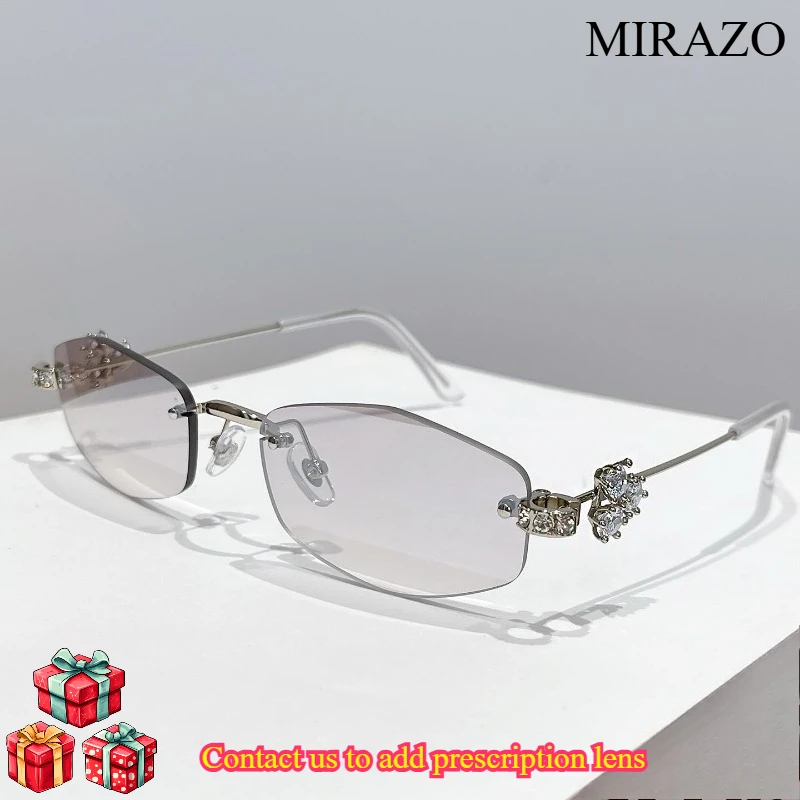 2025 New Gm Frameless Polygon Irregular Design Glasses Frame for Women Diamond-studded Personality Plain Ultra-light Glasses