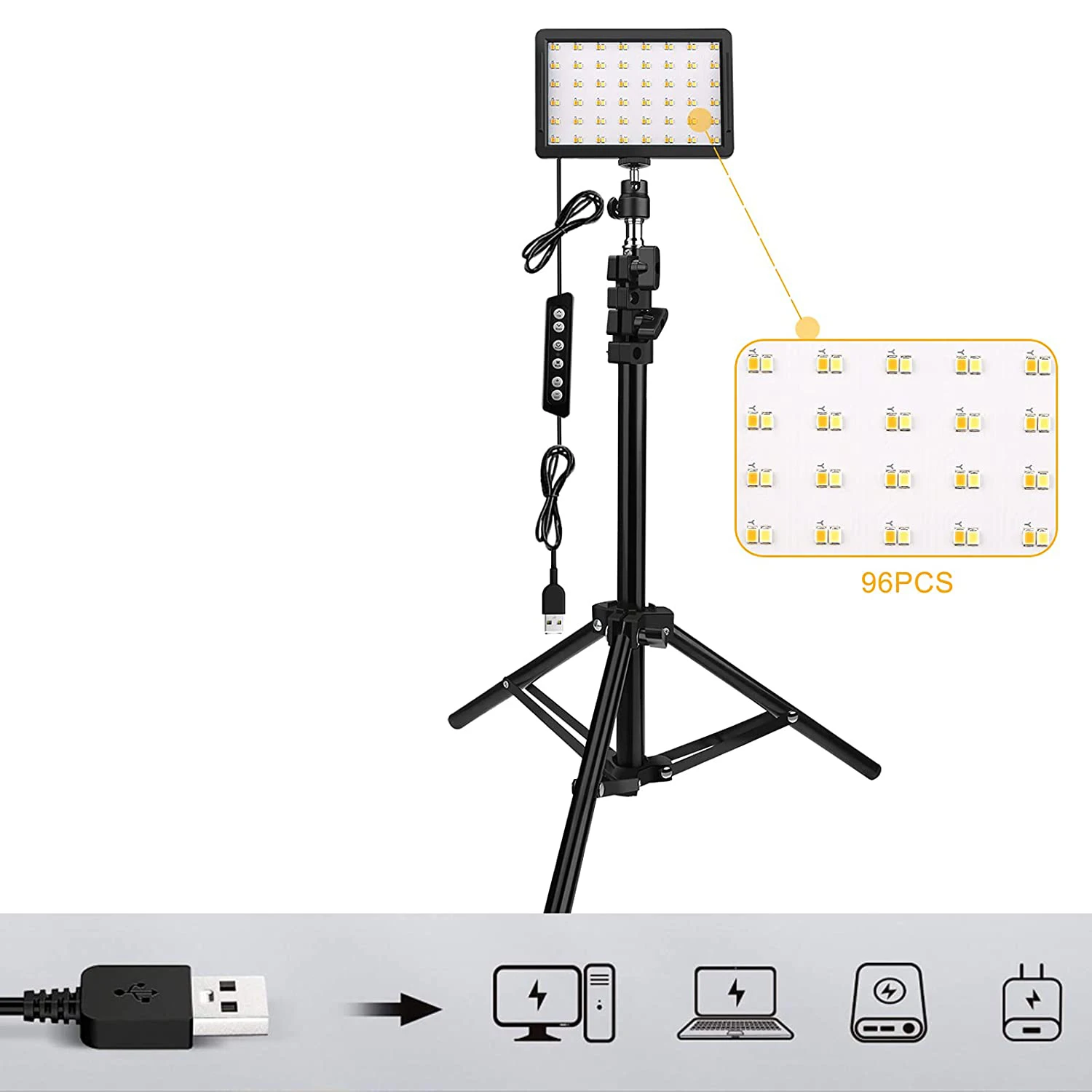 Bi-Color Studio LED Video Light Photography Lighting 97 CRI With Tripod Stand 4 Color RGB Filters For Live Angle Shooting