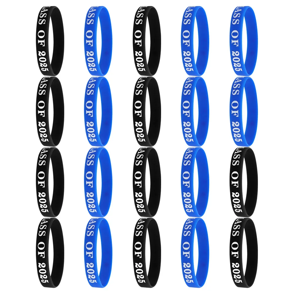 

20 pcs Graduation Silicone Bracelets Adjustable Kids Wristbands Congrats Accessories Prom Decorations Class Gifts