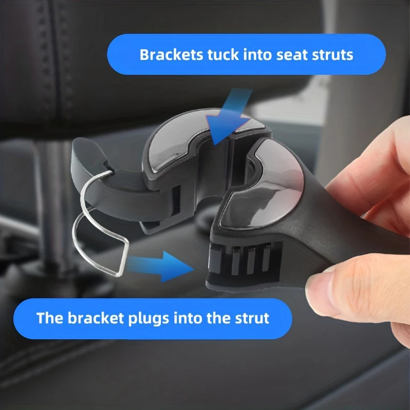 Multi-functional 2 In 1 Car Hook Hidden Multifunctional Rear Headrest Hook Car Rear Phone Holder Lock Type Mobile Phone Holder