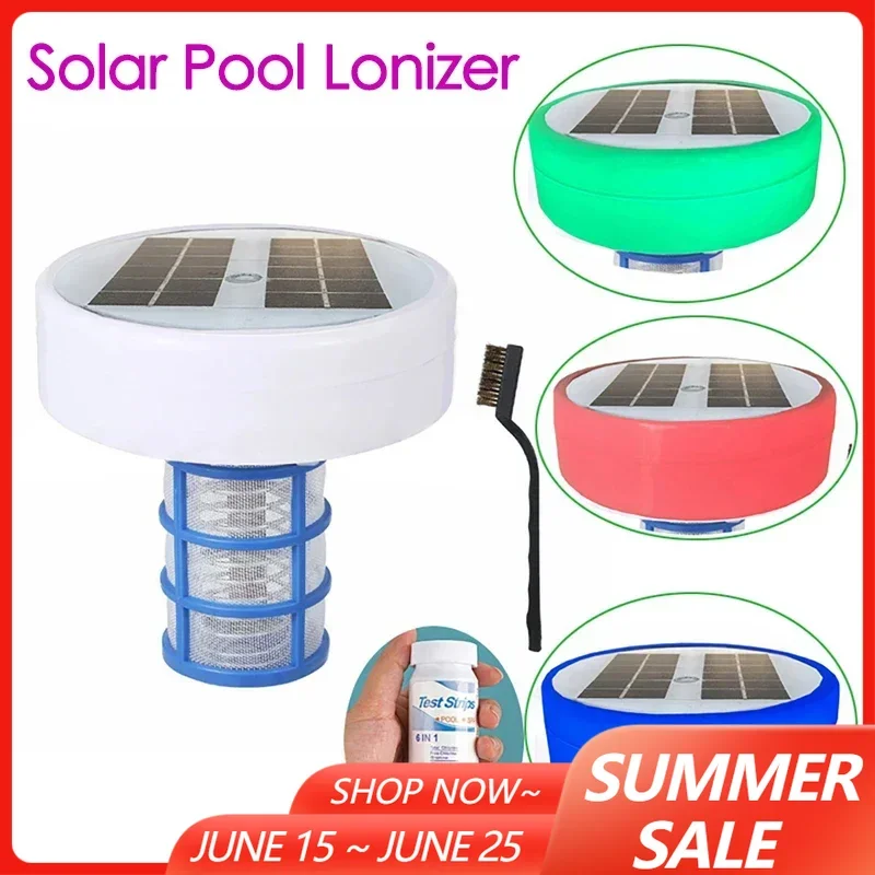 

Solar Pool Ionizer Copper Silver Ion Swimming Pool Water Purifier Kills Algae in Pool Chlorine-Free Keeps Cleaner Tool