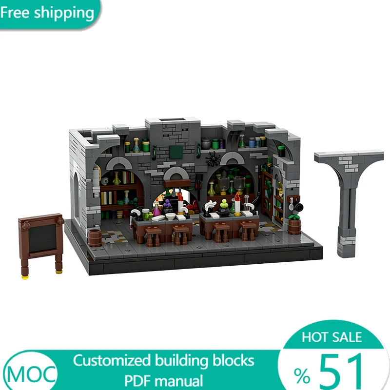 

1206 PCS Game Potions Classroom MOC Customize Modular Building Block Model Educational Creative Design DIY Boy Festival Toy Gift
