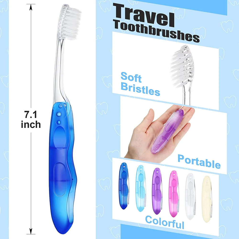 Brosses à dents souples pliantes pour enfants et adultes, brosse à dents de voyage, portable, en vrac, camping, randonnée, fournitures de voyage