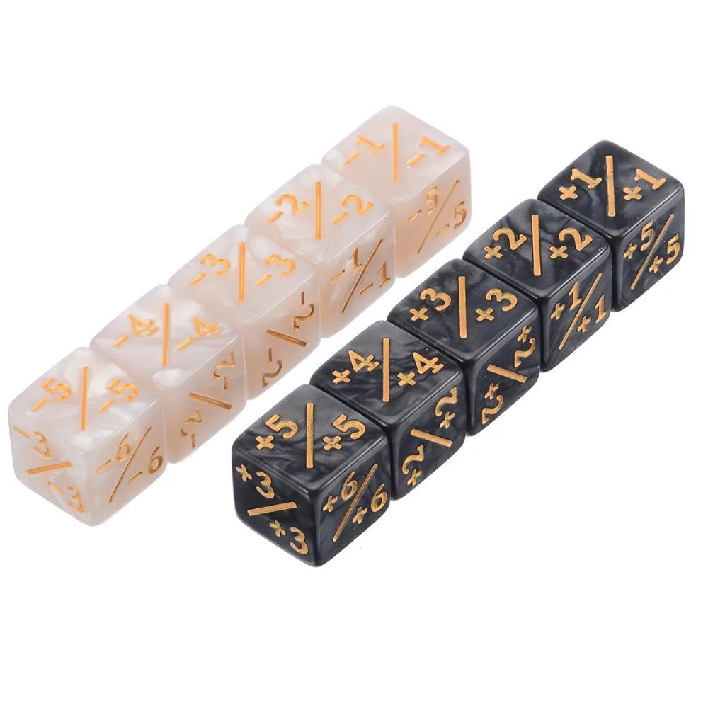 10Pcs/set 16mm D6 +1/-1 Dice For Magic The Gathering Game Counting Math teaching Counters