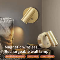 Magnetic LED Wall Lamp USB Rechargeable Touch Switch Wall Lights Spotlight Cordless Dimmable Bedroom Bedside Lamp Reading Light