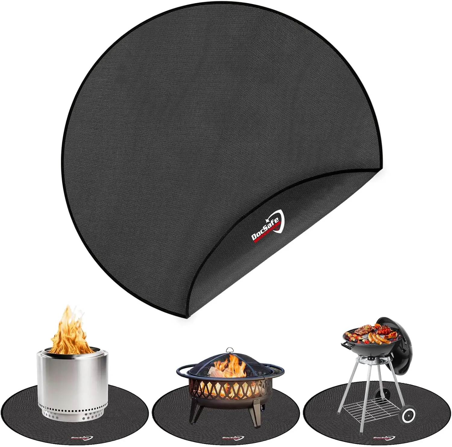 

48" Round Fire Pit Mat, 4-Layer Fireproof Under Grill Mat Heat Insulated Indoor Fireplace Pad Protector for Decks, Patios, Grass