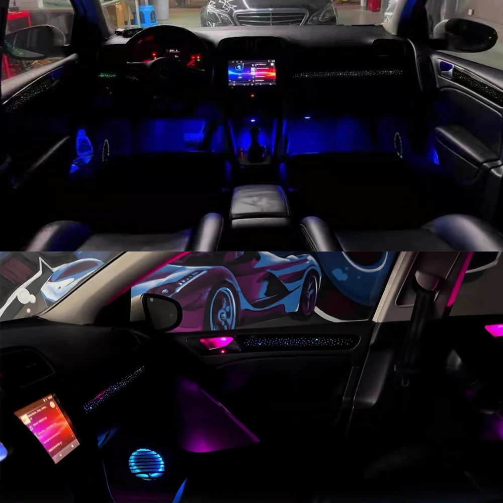 ترقية الإضاءة الداخلية للسيارة LED الضوء المحيط لشركة فولكس فاجن جولف 6 Gti MK6 2008-2013 APP التحكم السيارات التصميم ملحق الغلاف الجوي #6