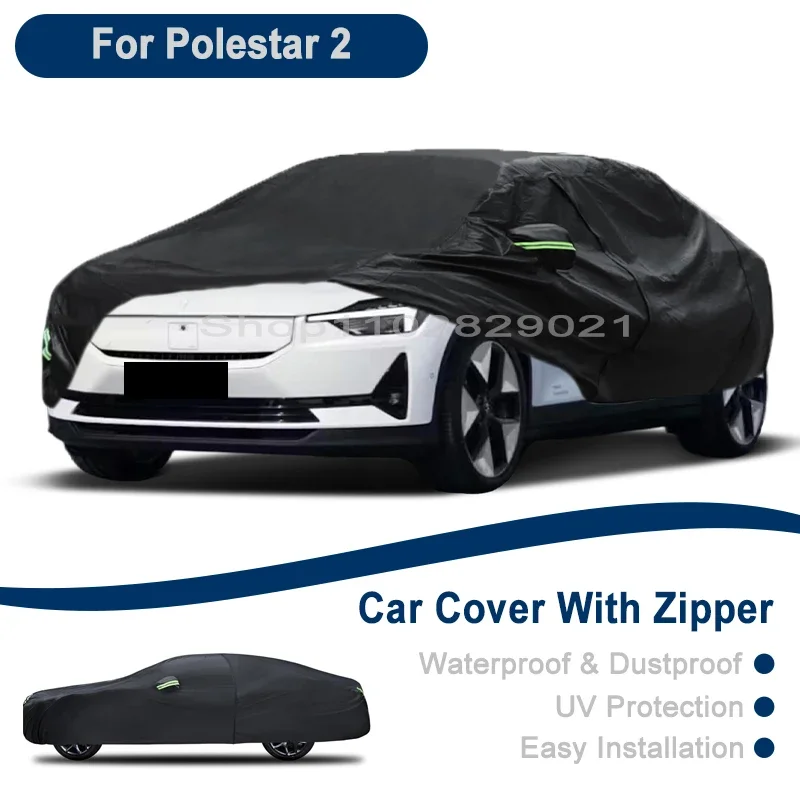 

Outdoor Full Vehicle Cover For Polestar 2 - Side Zipper Design, Waterproof Dustproof Sun Protection Car Cover