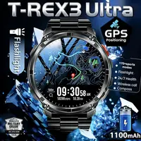 Nuevo Reloj Inteligente T-REX3 Ultra con Batería de 1100 mAh, Resistente al Agua 10 ATM, GPS, Brújula, Linterna, Pantalla AMOLED HD de 1.7'', Llamadas, Deportivo, para Hombre