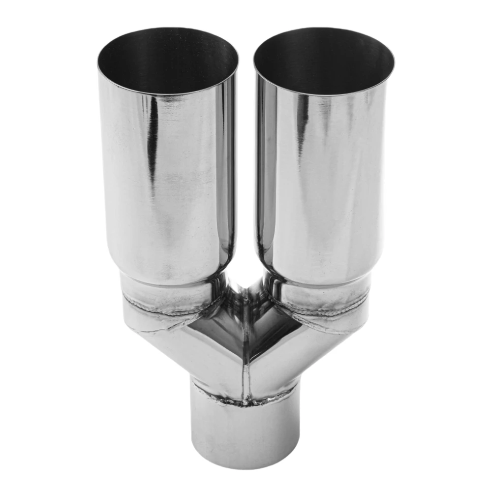 1 шт., универсальная 63 мм, двойной выхлопной наконечник, насадка из нержавеющей стали, прямой край, полированный серебристый сварочный глушитель, хвостовая труба