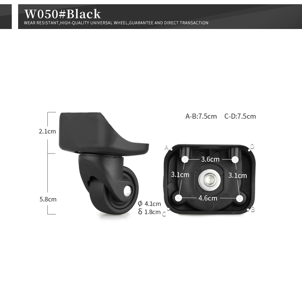 HANLUOKE W050 Roda Koper Bagasi Casing Troli Bagian Koper Travel Universal Roda Pengganti Roda Koper Kualitas Tinggi