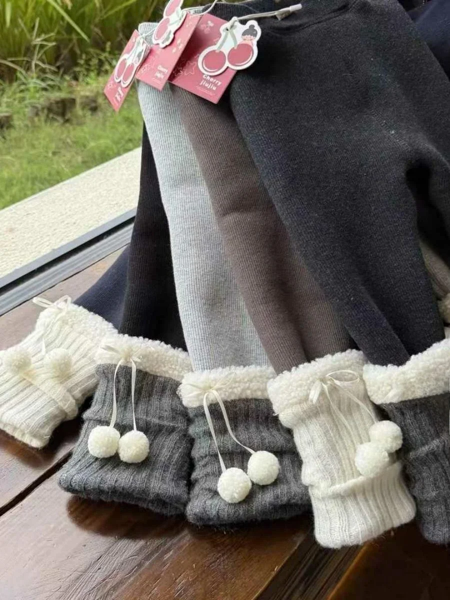 Thiened Fce Gefütterte Patchwork-Samt-Ballhose Kinder Winter Warme Lange Hose Mädchen Unterwäsche Hosen Intimated...