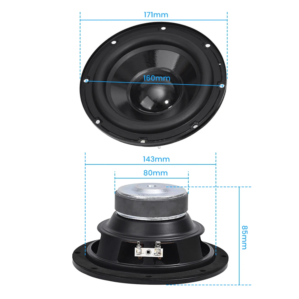 AIYIMA 6,5 дюйма 4 Ом 40 Вт динамик Midrange бас круглая резиновая кромка Водонепроницаемая фотоколонка DIY домашний кинотеатр