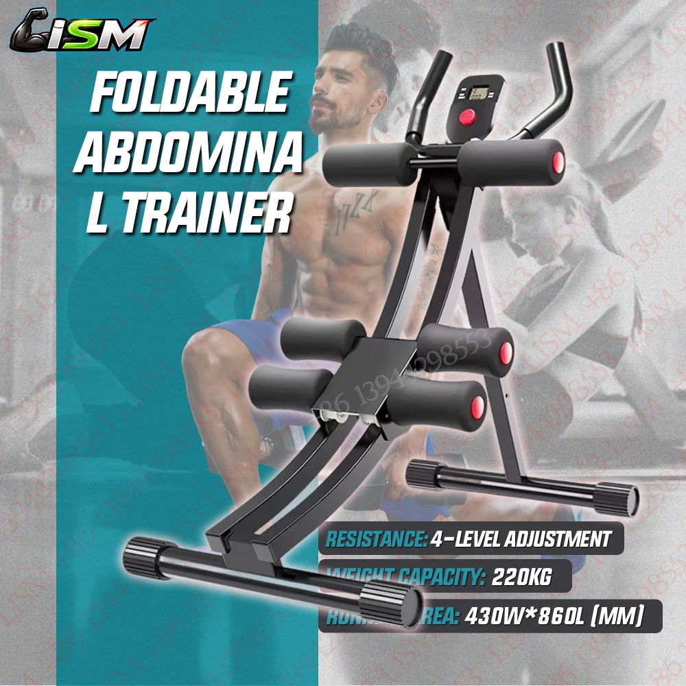 

Foldable Ab Machine Core Abdominal Trainer Home Gym 440lbs LCD Display Sit-up Crunch Body Shaping Workout Equipment Adjustable