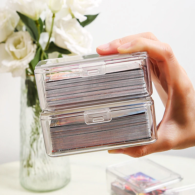 Transparente Idol Kpop Star Foto Aufbewahrung sbox mit Flip Deckel Foto karten halter kleine Karte Sammel karte staub dichte Aufbewahrung sbox