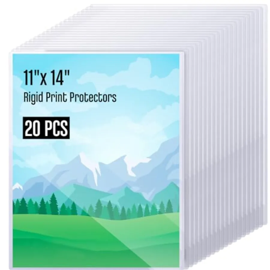 

Pcs 11x14 Inch PVC Rigid Print Protectors Heavy Duty Hard Plastic Poster Sleeves for Prints Magazines Photos and Paper Ideal Ri