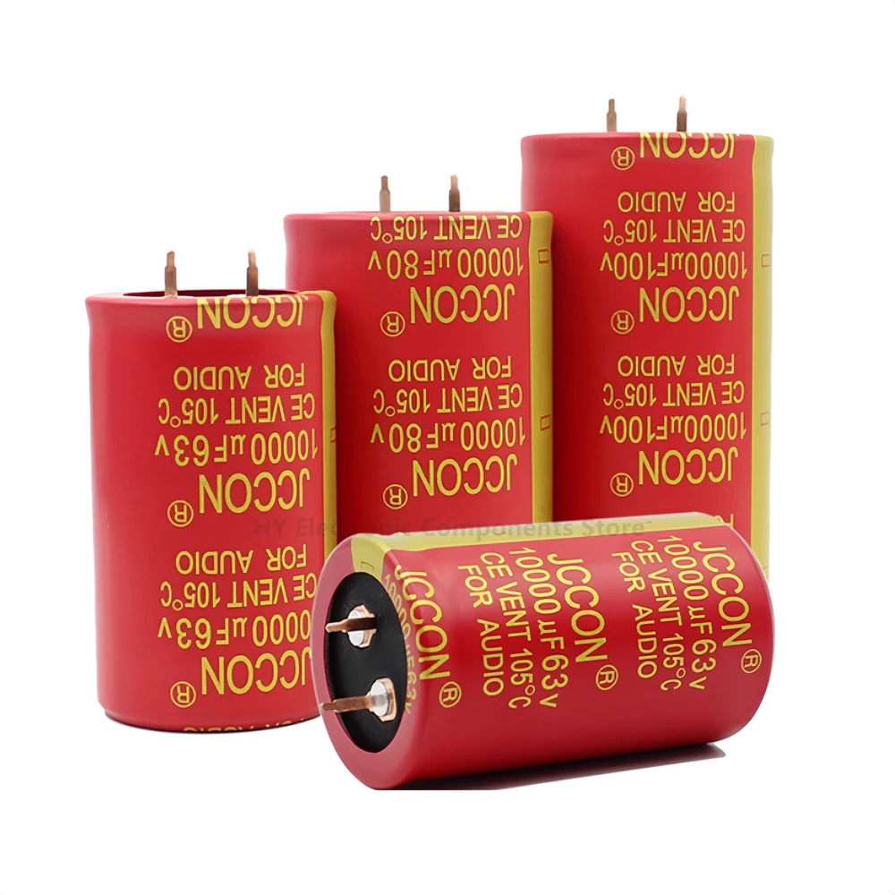 1PCS JCCON 63v10000UF 80v10000uf 100v10000uf Audio Electrolytic Capacitor red robe copper foot high fidelity amplifier low ESR