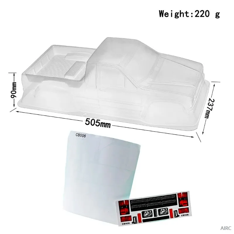 

1/10 Scale Transparent Pickup Truck Car Shell for Jeep Scx10 Trx4 Crawler with Stickers 313mm Climbing Car Body for RC Crawlers