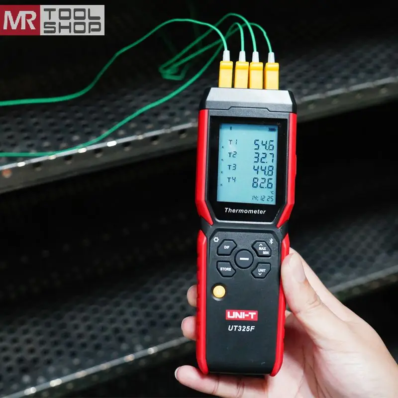 UNI-T UT325F ميزان حرارة حراري بأربع قنوات -50 ° ج ~ 1300 ° برنامج C K/J/T/E/R/S/N من النوع PC واتصال تطبيق بلوتوث
