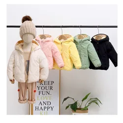 Kinderen Dikke Donsjassen Winter Jongens Meisjes Plus Fluwelen Warme Jassen Baby Lamswol Sneeuwpak Kinderen Capuchon Katoenen Kleding 2-6y