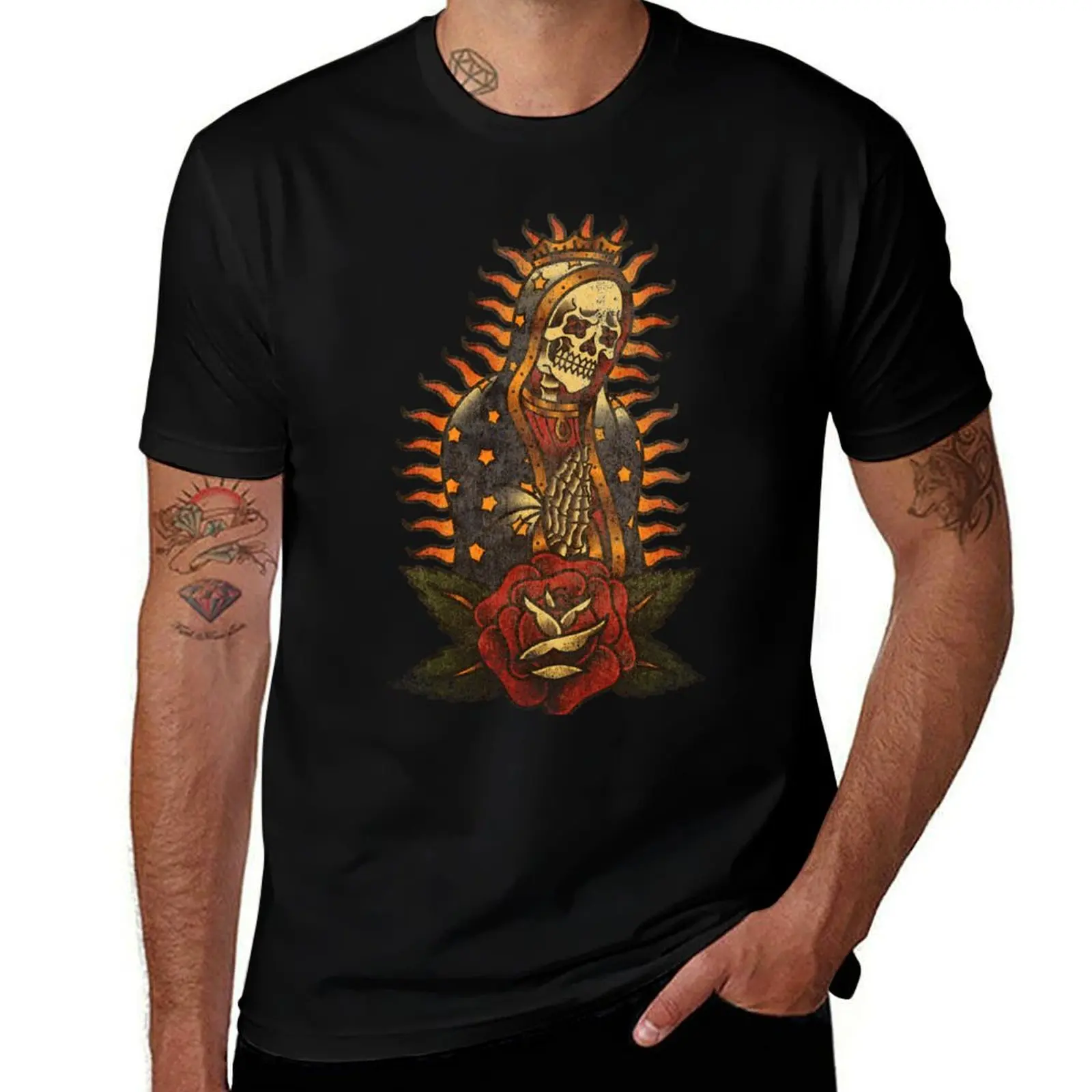 American t shirts man T-Shirt Santa cotton t Salty-Dog tshirt Traditional Muerte funny cotton shirt man