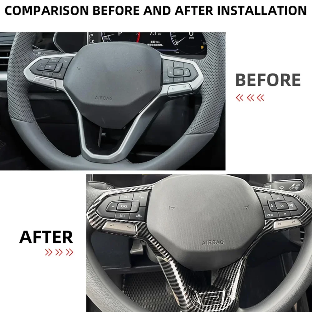 For Volkswagen VW Golf 8 MK8 2020 - 2024 Taigo 2021-2024 T-cross 2019-2025 ABS 1Pc Steering Wheel Cover Trim Sticker Accessories