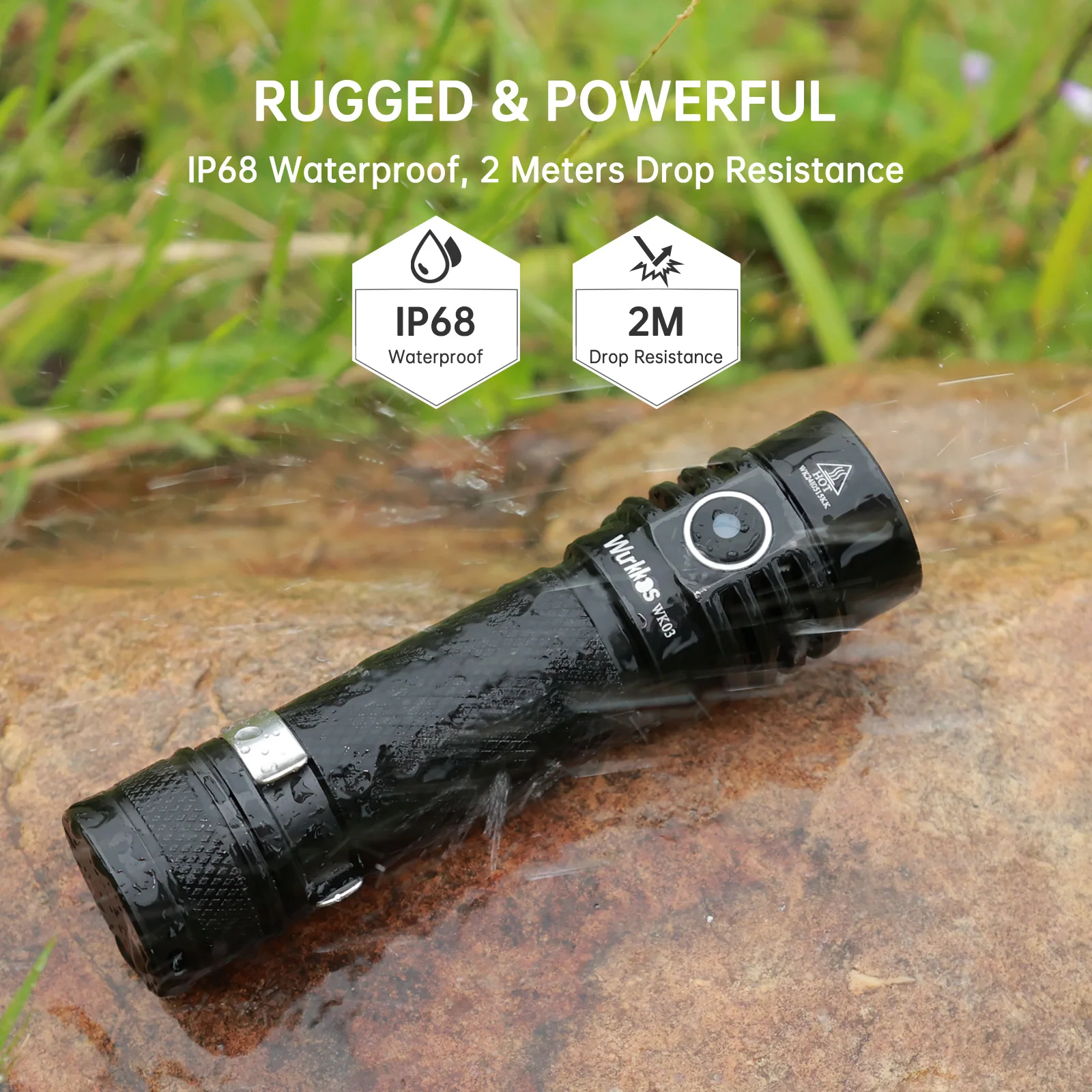 Lampe torche portable EDC Wurkkos Golden WK03 519A à CRI élevé, 1200LM, IPX8, rechargeable, avec queue magnétique pour la randonnée et le camping