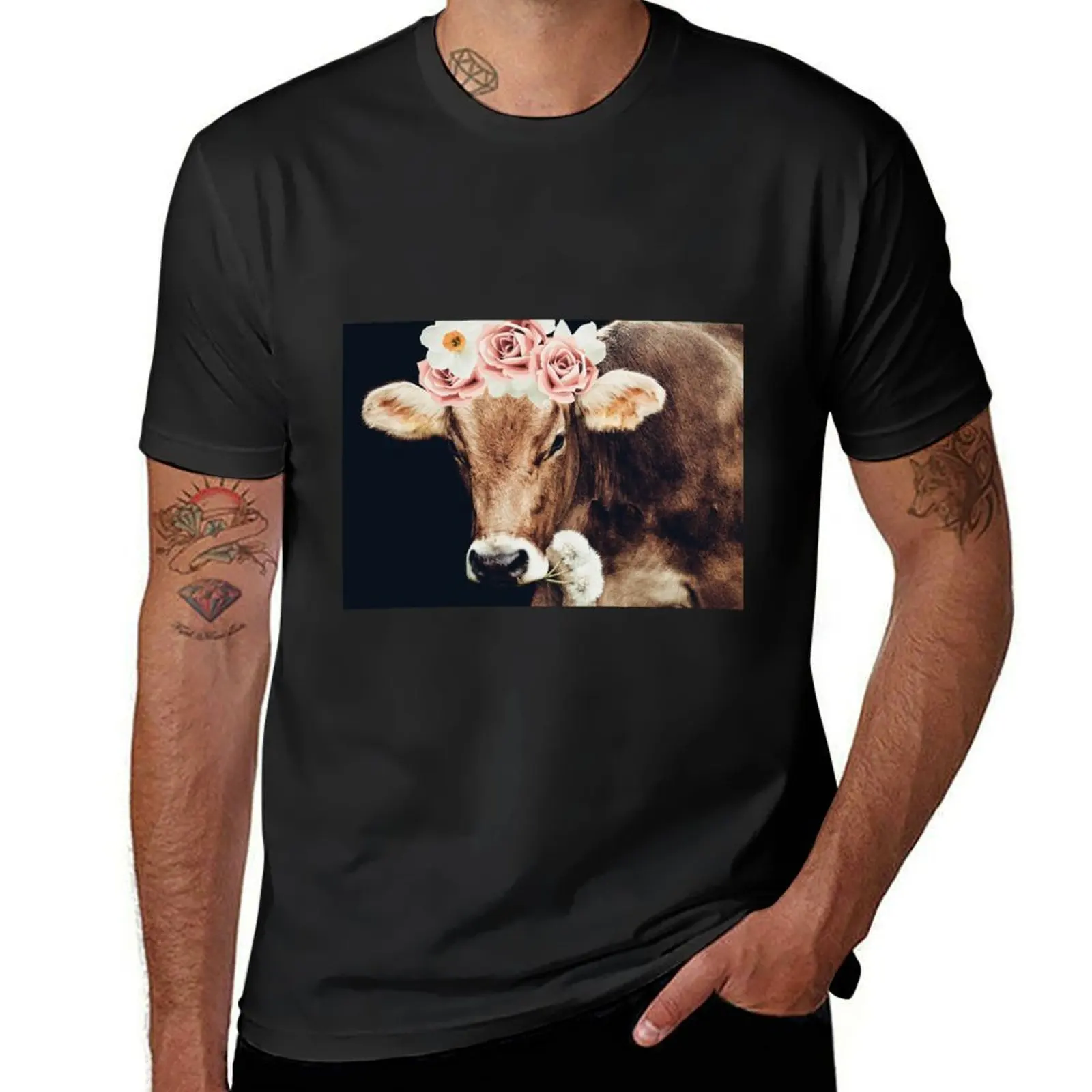 Glamour cow T-Shirt funnys anime animal prinfor boys plain t shirts men