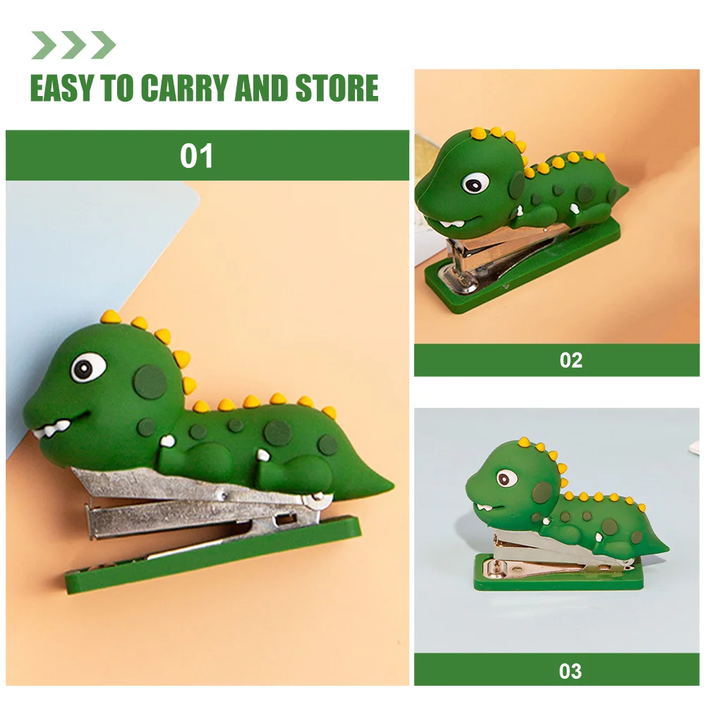 Mini Stapler Paper Stapling Tool Office Desk Decor Silicone Dinosaur Ornament Small Cute Book Decors Booklet