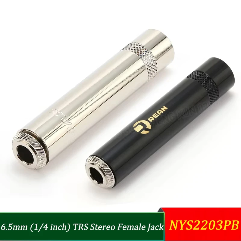 

NYS2203PB Large 3-Pin Female Connector 6.5mm TRS Gold-Plated Stereo Jack for Guitar/Audio Cable Extension