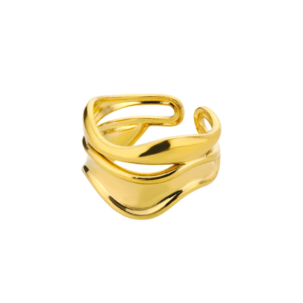 316L Edelstahl Ringe für Frauen Gold Farbe Multilayer Geometrische Offenen Ring Vintage Wasserdicht Hochzeit Ästhetischen Schmuck Geschenk