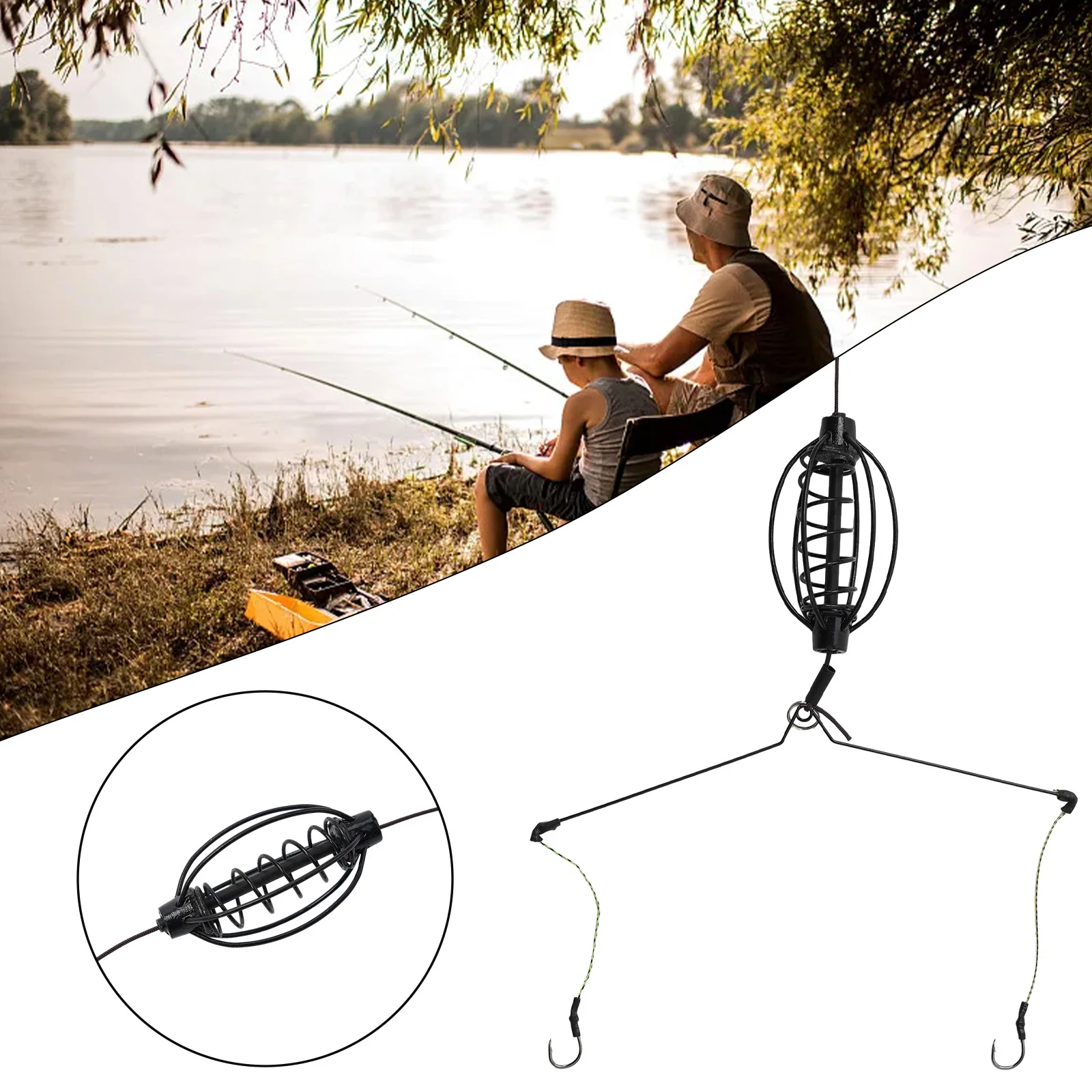 1pc Carp Fishing Feeder Fishing Spring Bait Cage Fill Bait Tools Plug Play Hook Rig Set Feeder Tackle Fishing Bait Cage 15-40g