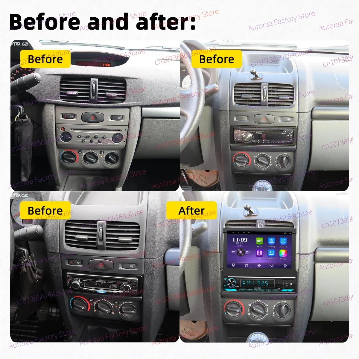 Autoradio Android avec Écran Rétractable de 7 Pouces pour Renault Thalia II (2008-2013), Unité Centrale, Carplay, 1Din