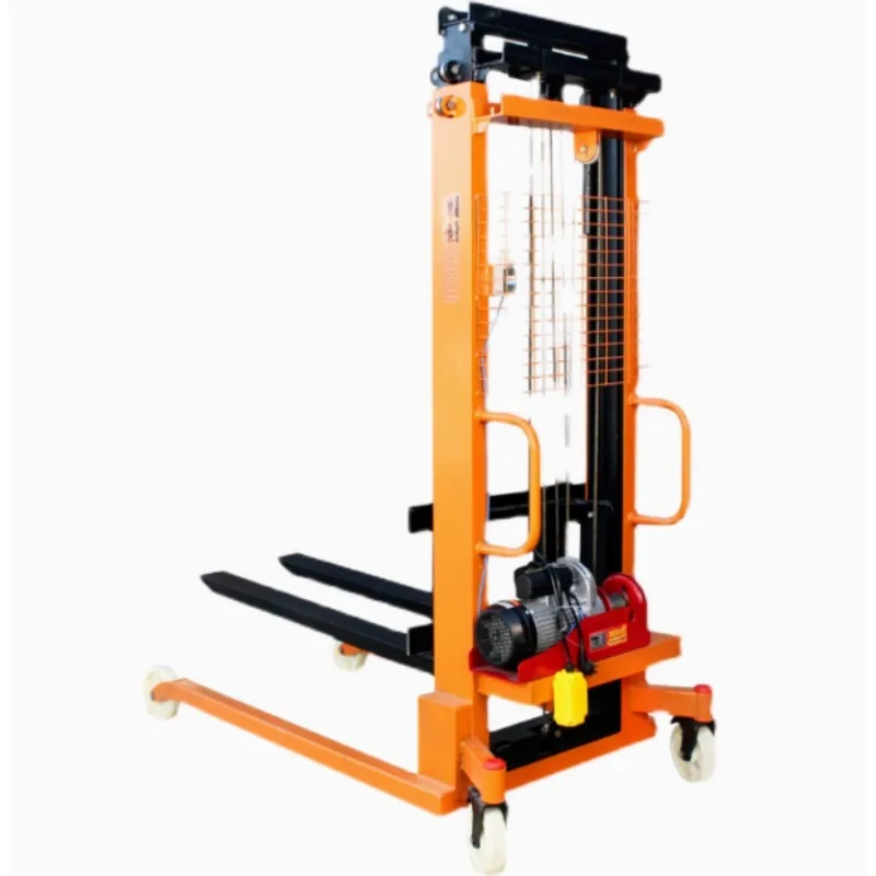 Manual hydraulic forklift stacker 1 ton 2 tons semi-electric lift truck hand push cattle small forklift