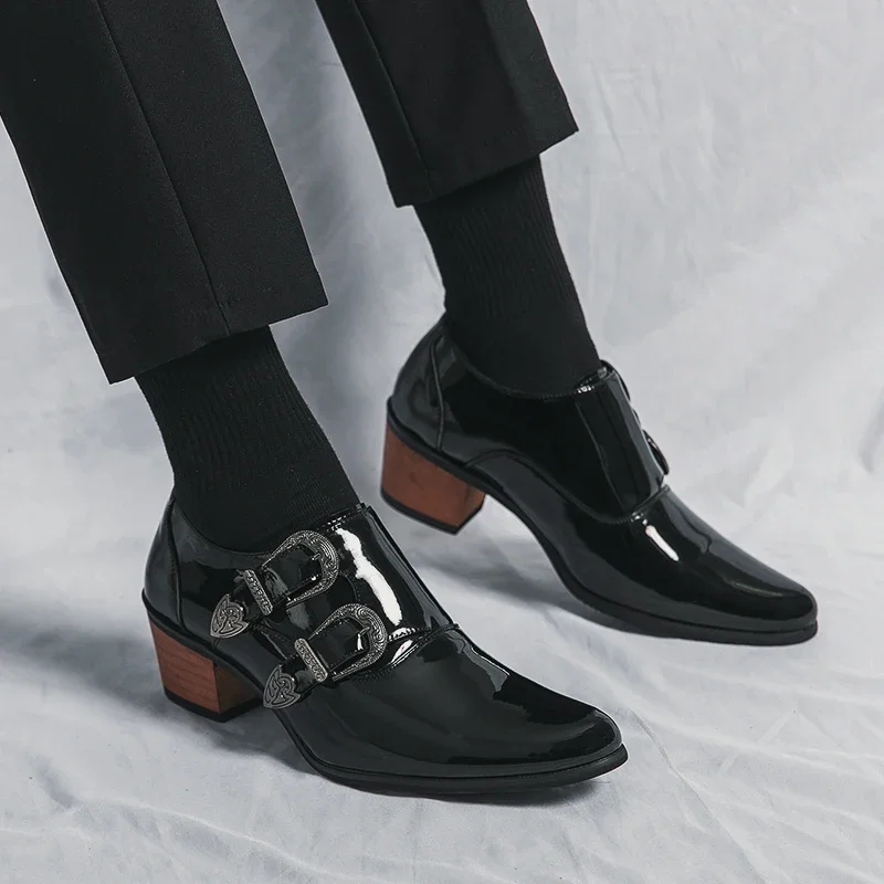 Men Formal Dress Loafers With Buckle Decoration