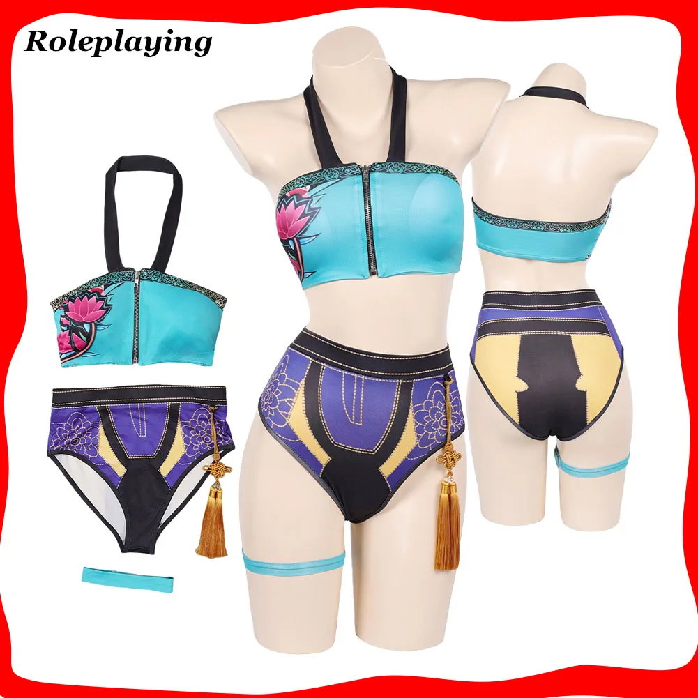 

Zoey KPop Demon Hunter Косплей Костюм Купальник для женщин Женский купальник Наряд Маскировка на 2025 год Хэллоуин Карнавальный костюм для вечеринки