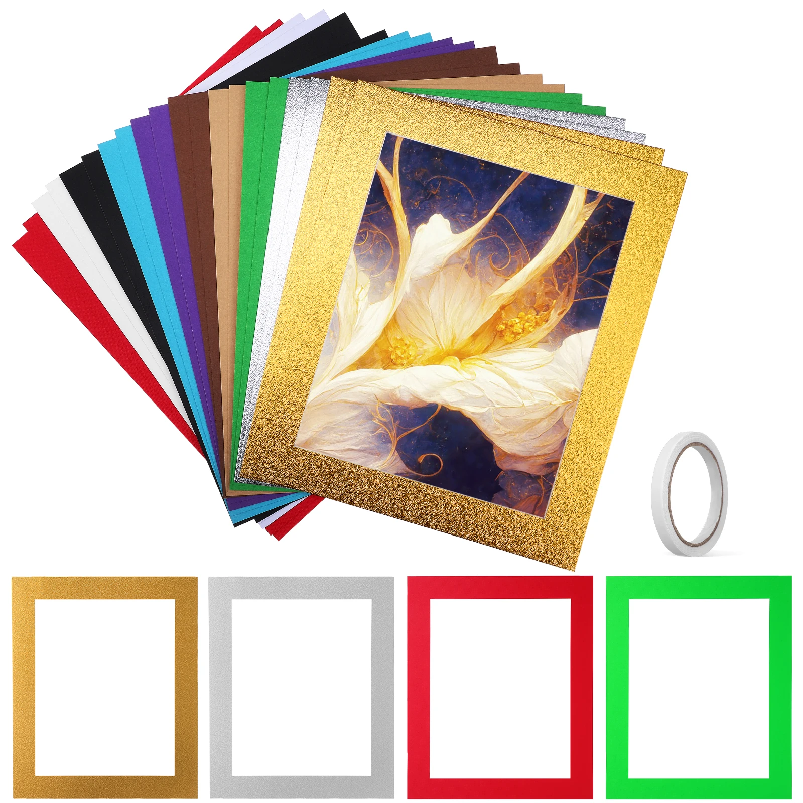 

20 pcs Picture Frame Mats 10 Inch Photos Cardboard Frame Materials Mixed Colors Sturdy Paper Photo Frames Bulk