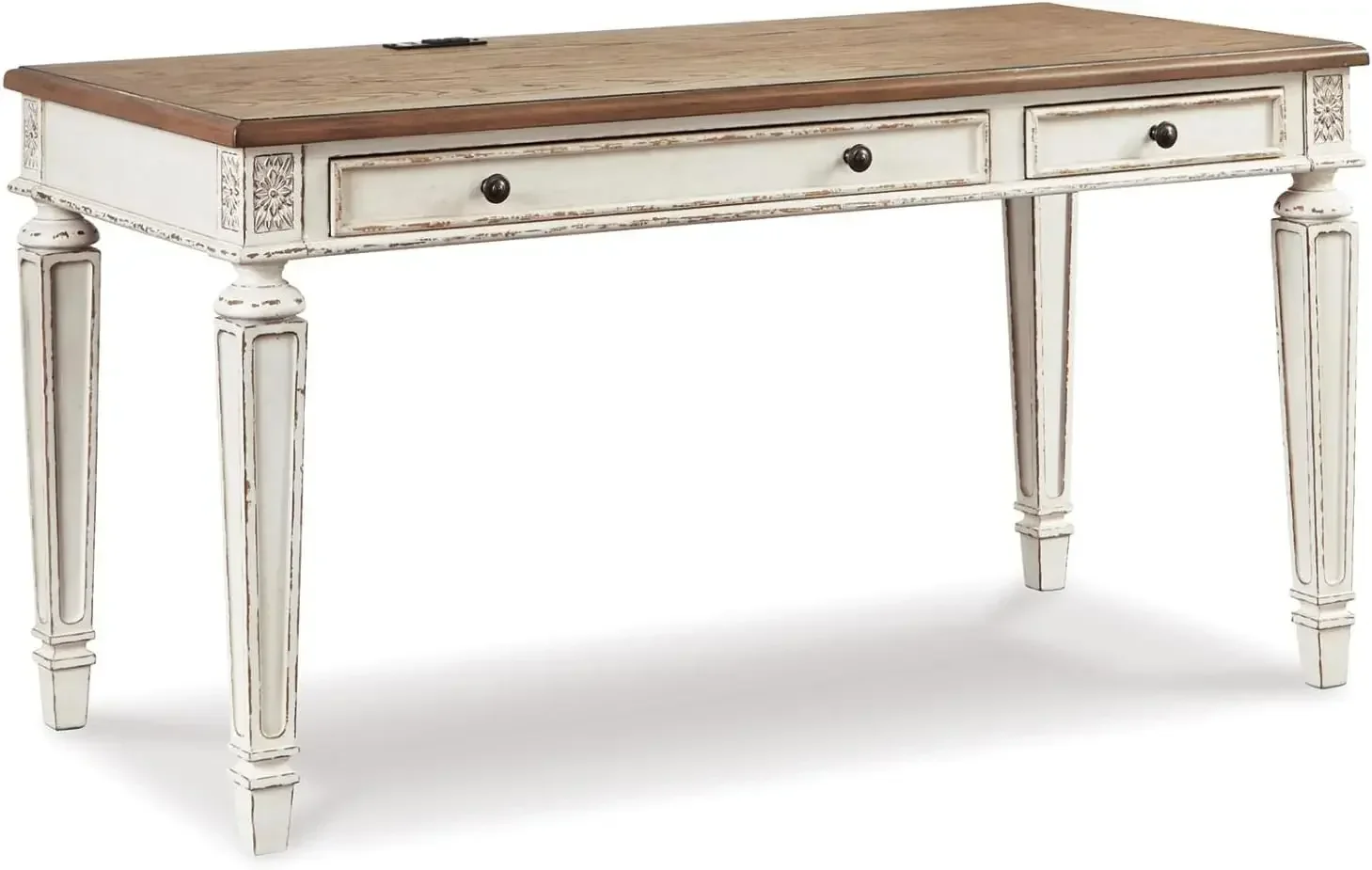 

Signature Design by Ashley Realyn Farmhouse 60" Home Office Desk with USB Charging, Chipped White